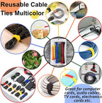 80pcs Cable Ties Reusable Multicolor Wire Ties Cable Management Cord Ties - Image 3