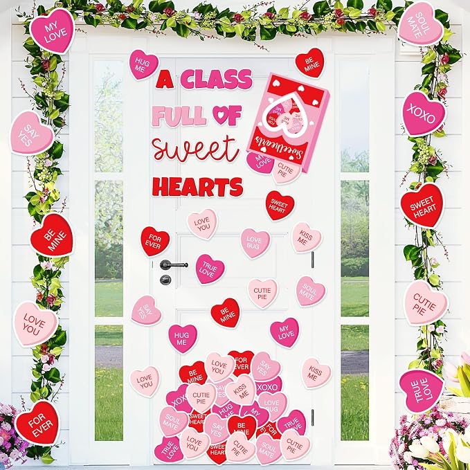 JarThenaAMCS Valentine' s Day Classroom Door Decoration Bulletin Board Set Red by JarThenaAMCS