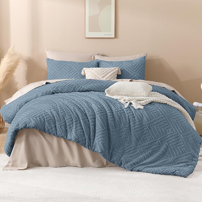 Andency Blue Comforter Set Full Size, 3 Pieces Boho Lightweight Fluffy Bedding - Image 2