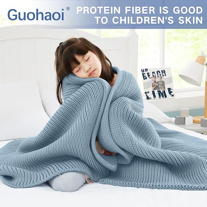 Guohaoi Knitted Weighted Blanket Kids No Beads Cooling Heavy Blanket, Home - Image 8