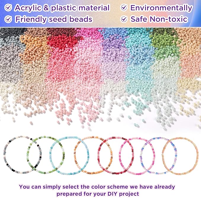Funtopia 3mm Seed Beads Matte, 39 Colors Frosted Seed Beads - Image 2
