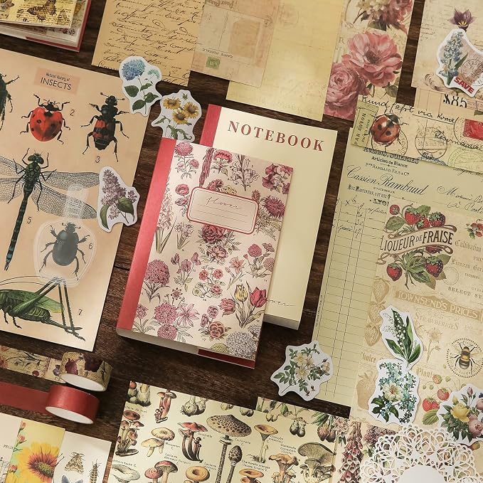 emmoolife Vintage Aesthetic Scrapbooking Supplies Kit, Flowers Botanical Bullet - Image 4