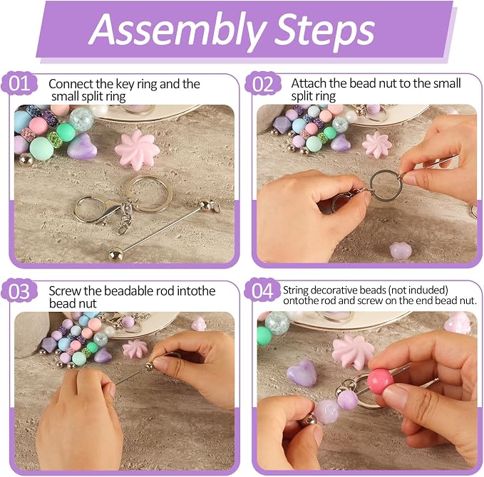 Beadable Keychain Bars Creative Customized Keychain Making Kit - Image 5