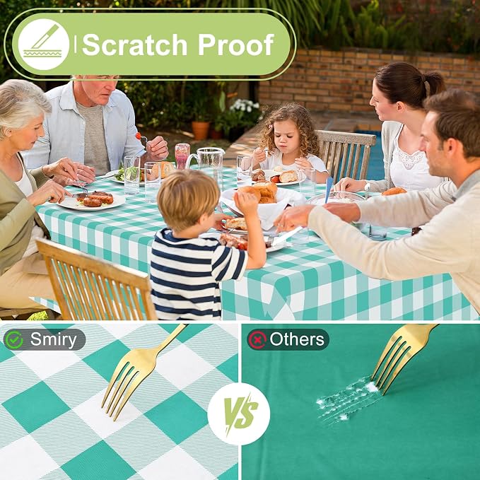 Smiry Rectangle Table Cloth, Waterproof Vinyl Tablecloth - Image 5