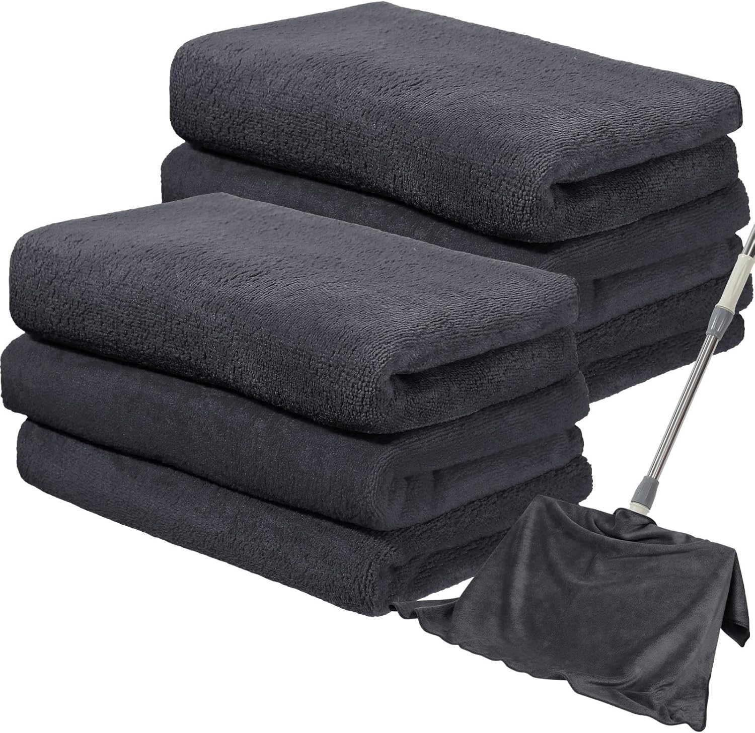 Newwiee 6 Pcs Extra Large Microfiber Cleaning Cloth 30" x 20" Washable Reusable Microfiber Towel Streak Free Lint Free Cloth for Cleaning Home Glass Office Window Bathrooms (Gray)