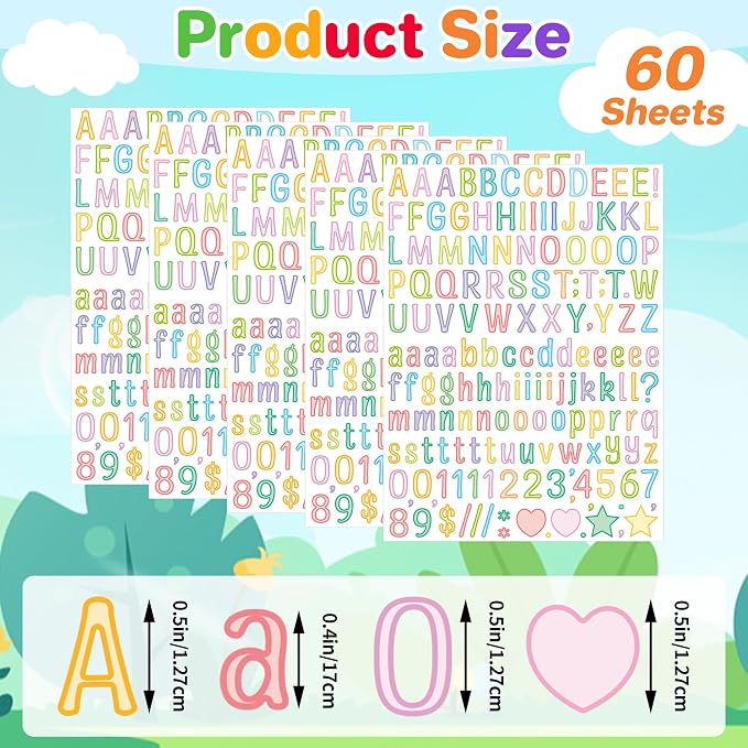 Letter Stickers 0.5 inch, Self-Adhesive Vinyl Waterproof ABC Letter Stickers - Image 2