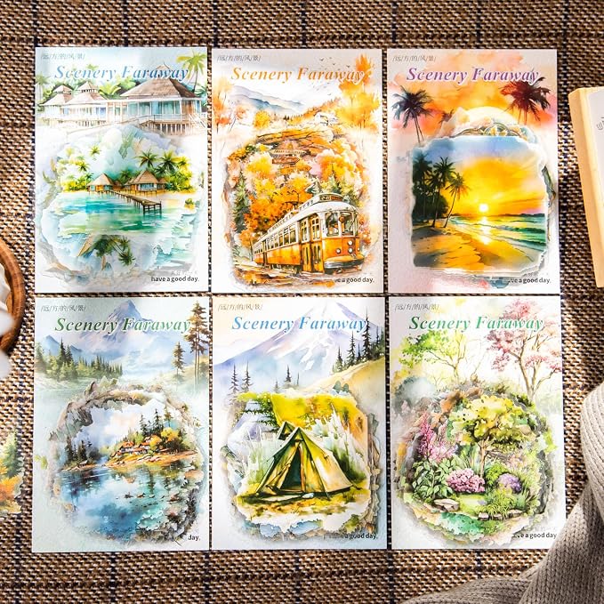 Yoksas Travel Sea Beach Nature Outdoor Watercolor Scenery Stickers by YOKSAS