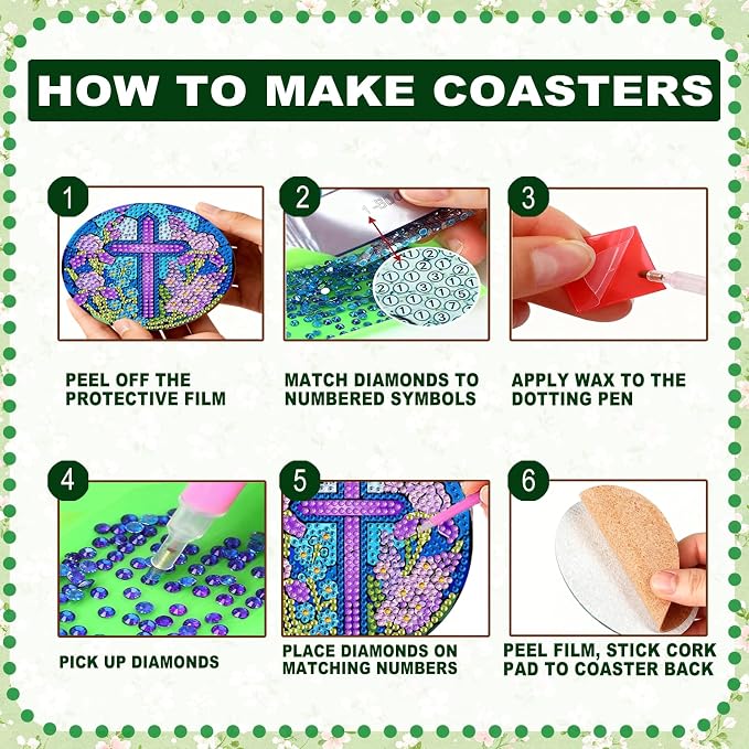 8-Pack Diamond Art Coaster Kit - Image 7