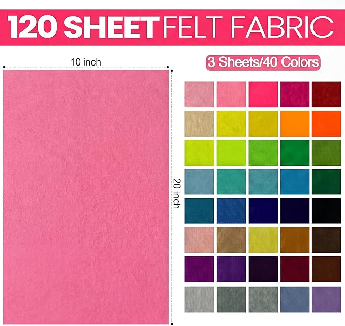 Reginary 120 Pcs 10 x 20 Inch Felt Sheets Bulk - Image 3