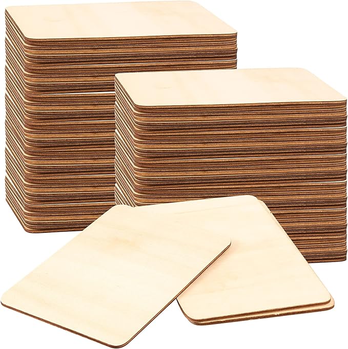 HOIGON 100 PCS Rectangle Unfinished Wood Pieces, 4 x 6 Inch Blank Basswood by HOIGON