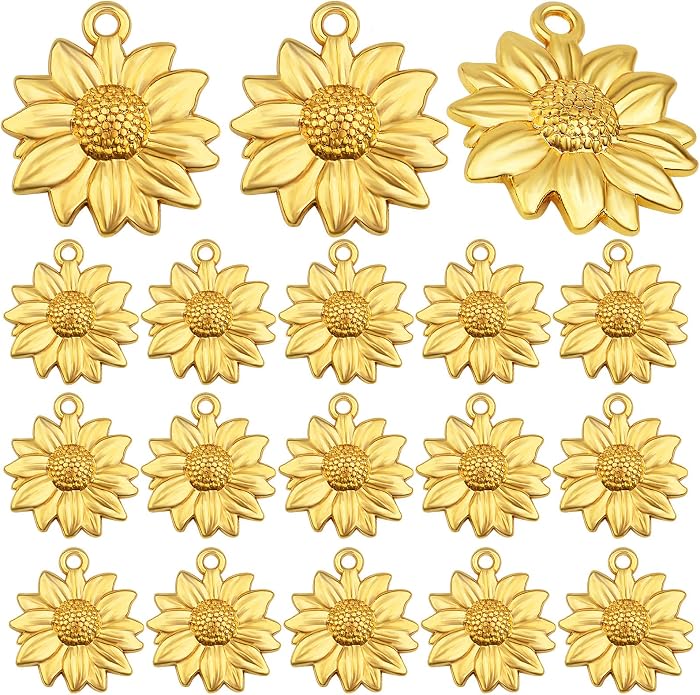 BronaGrand 60pcs Sunflower Pendant Charms Alloy Sunflower Bead Charms Flower by BronaGrand