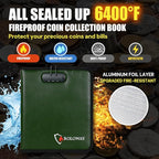 ROLOWAY Coin Collection Book 6400℉ Heat Insulated, 346 Pockets Fireproof Coin - Image 2