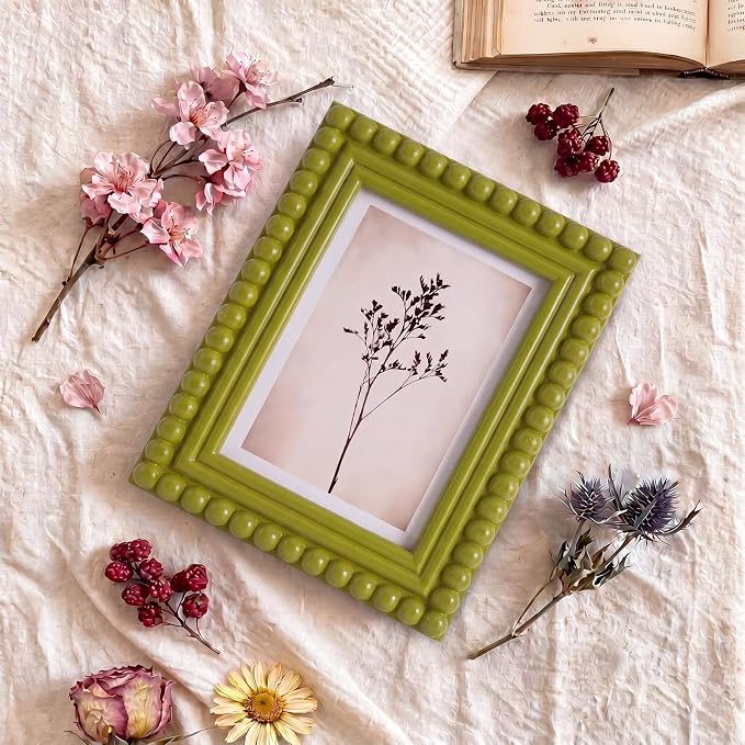 1 Pack 5 x 7 Picture Frame, Wood Beaded Boho Photo Frame, Vintage Photo Display - Image 5