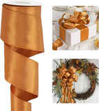 HUIHUANG Burnt Orange Satin Wired Ribbon 2.5 inch Easter Wired Ribbon by HUIHUANG