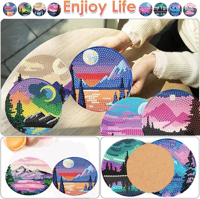 ijbnhd Sunsets Diamond Painting Coasters Kits, 4X4inch | Diamond Art Coasters - Image 2