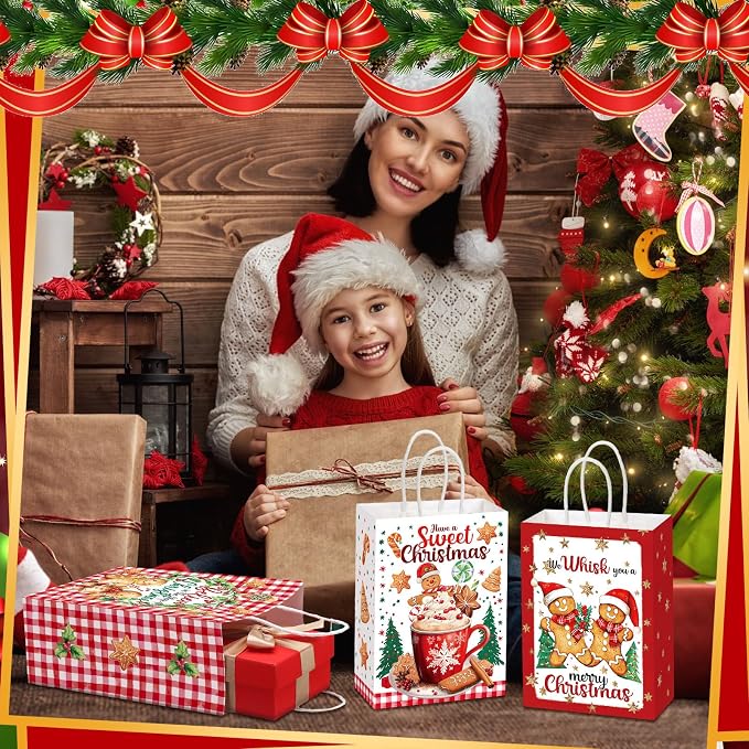 Kolldenn 48 Pcs Christmas Gingerbread Party Favors Bags Christmas Goodie Gift - Image 7