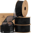 Vitalizart Black Ribbon Organza Sheer Ribbon 1 inch x 30Yd Handmade Fabric by Vitalizart