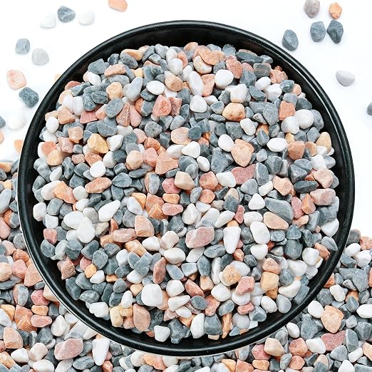 10 lb Mixed Color Pebbles for Plants, 3/8 Inch Decorative Rocks for Potted by RUOJAS