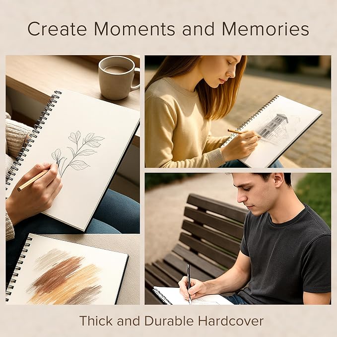 Artist’s Sketchbook Hardcover – 200GSM Very Thick Paper – Large, Spiral Sketch - Image 8