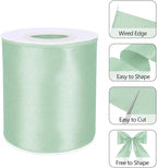 Sage Green 4 Inch Continuous 15 Yards Satin Wired Ribbon - Image 2