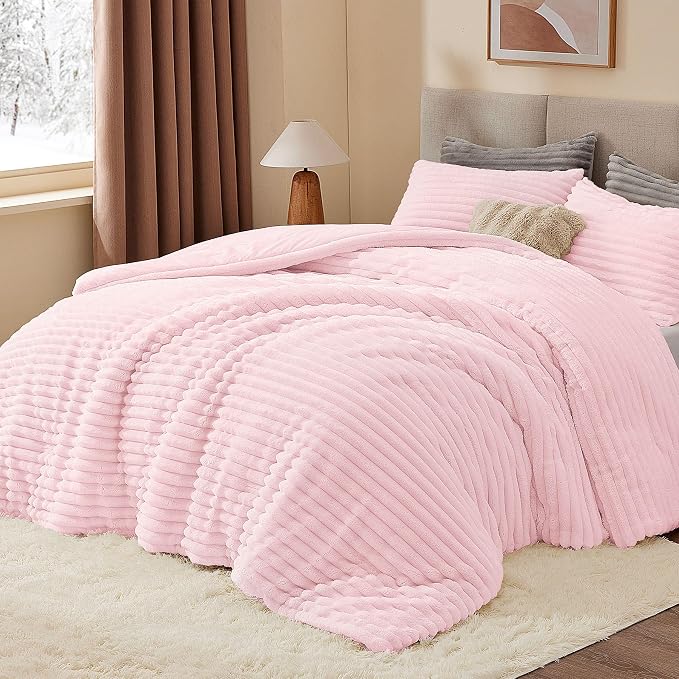 BEDELITE Fleece King Comforter Set -Super Soft & Warm Fluffy Cherry Blossom - Image 2
