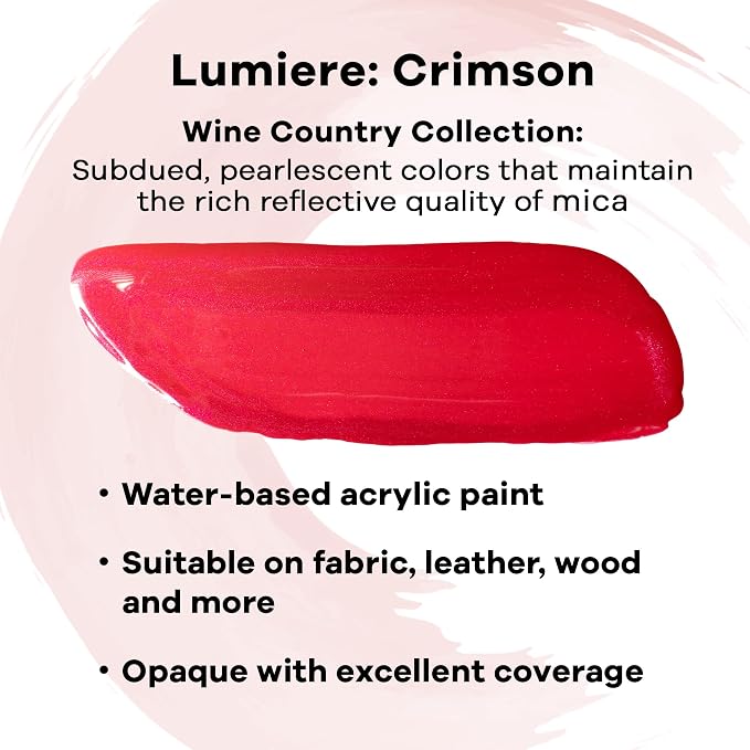 Jacquard Lumiere 2.25oz Fabric Paint Crimson - Image 2