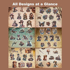 120PCS Steampunk PET Stickers, Mechanical Cats, Planner Collage, Water Bottle - Image 5