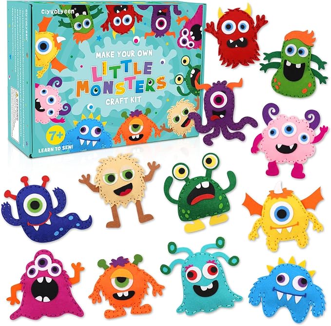 CiyvoLyeen Kids Sewing Kit Crafts– Little Monsters Felt Plush DIY Craft Adopt A by CiyvoLyeen