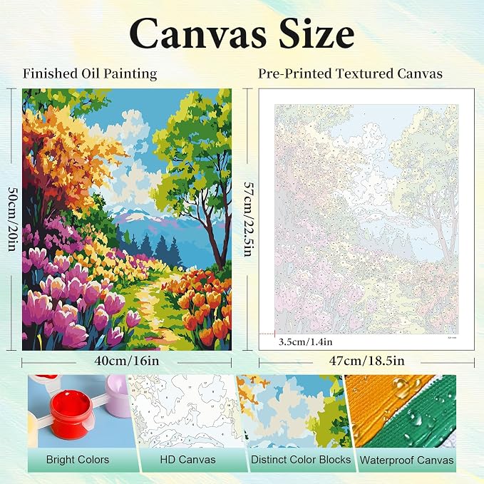 Paint by Numbers Kit for Adults, Garden DIY Painting Kit, 16x20 Inch | Tulip - Image 3
