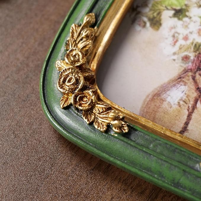 Cuspin Vintage 4x6 Picture Frame, Ornate Floral Resin Photo Frame - Image 3