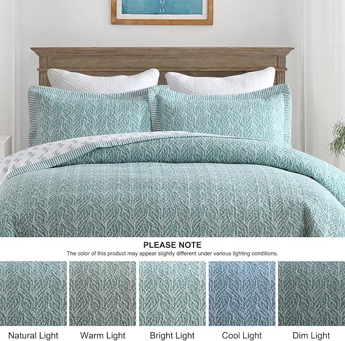 SahSahCasa Quilt Set King Size, 100% Cotton Quilt Bedding Set Bedspread - Image 9