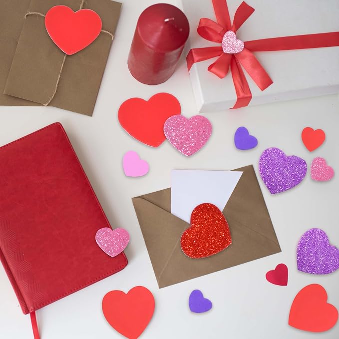 Gift Boutique Foam Heart Stickers 360 Pack Glitter & Matte Self Adhesive EVA - Image 3