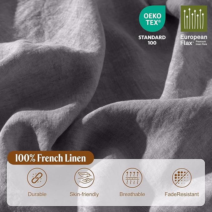 LBRO2M 100% France Linen Duvet Cover Set Full Size 3 Pcs Natural Flax Comforter - Image 3