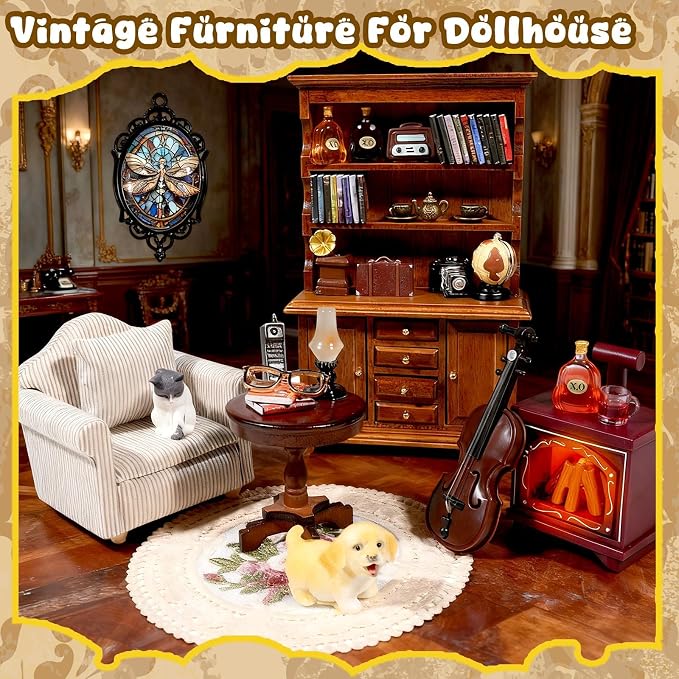 1：12 Scale Miniature House Furniture Set Classic Mini Furniture Sofa Set - Image 5
