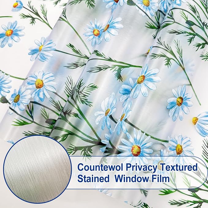 Countewol Privacy Window Films Stain Glass Cling No Glue Anti-UV Window Sticker - Image 2
