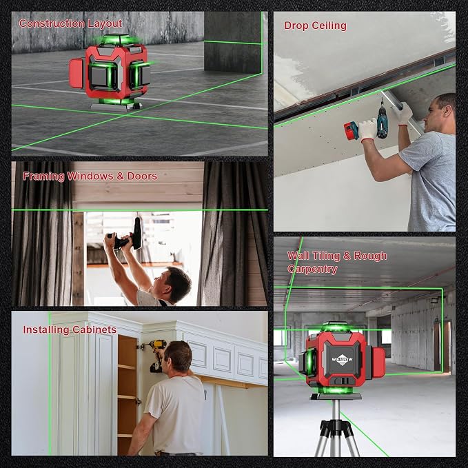 WEIDDW Laser Level 360° Green Cross Line Self Leveling Laser Measuring Tool - Image 4