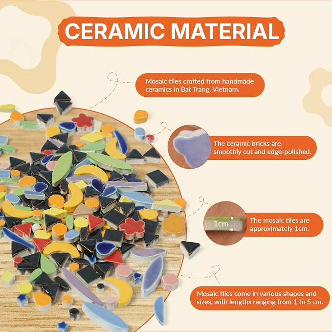 E2CTiles Sunflower Ceramic Mosaic Art Kit, DIY Mosaic Tile Craft Kit | No - Image 3