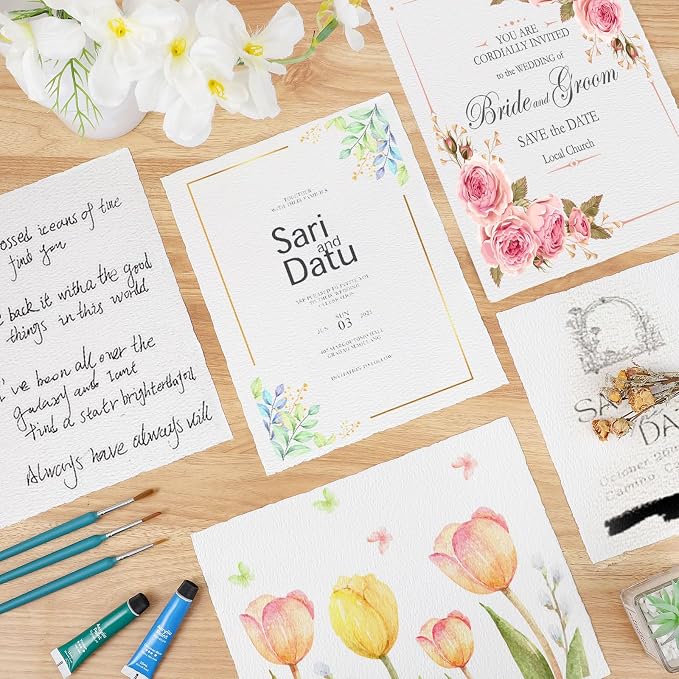 Prudiut 50 Sheets Cotton Watercolor Paper, 8.5 x 11 Inches, 300 GSM, Deckled - Image 7