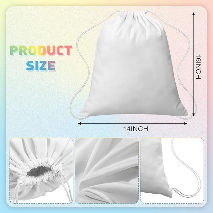 Saintrygo 12/6 Pcs Tie Dye Cotton Drawstring Bags Sublimation Blank Backpack - Image 2