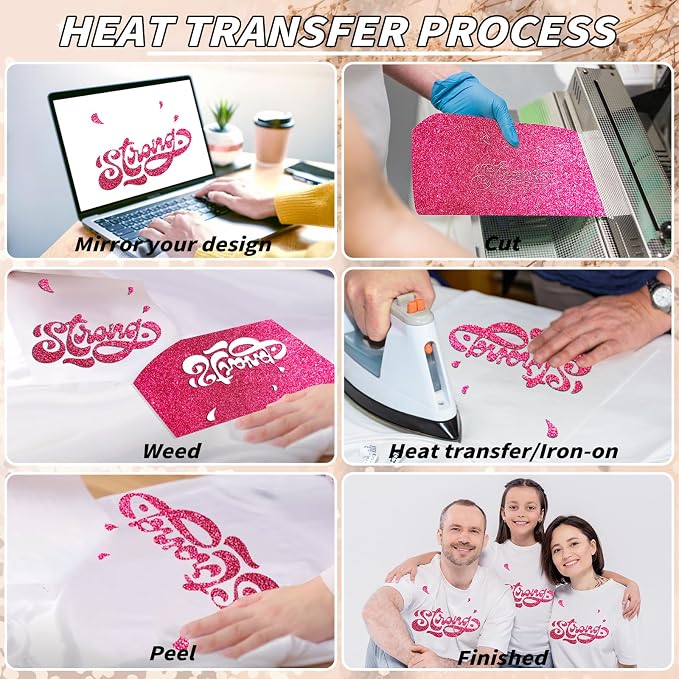20 Pack Glitter HTV Vinyl 12" x 5FT Heat Transfer Iron On Vinyl Bundle | 20 - Image 4