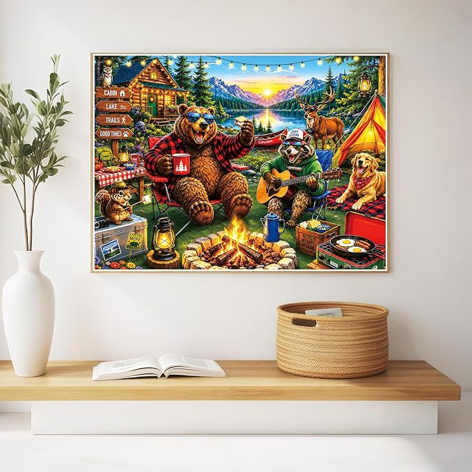 500 Piece Jigsaw Puzzle for Adults – Cozy Cabin Lake Camping Scene - Image 7