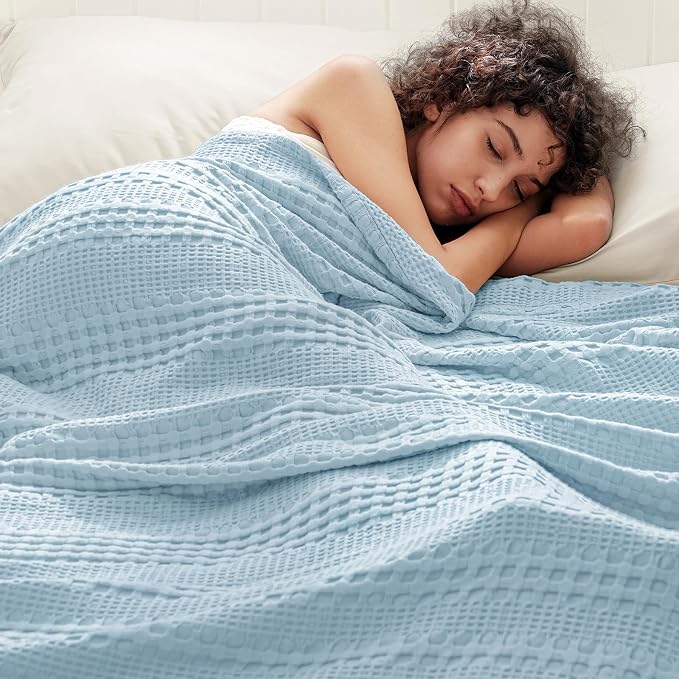 PHF Cooling Waffle Blanket Twin Size, Lightweight 60% Rayon from Bamboo & 40% - Image 5