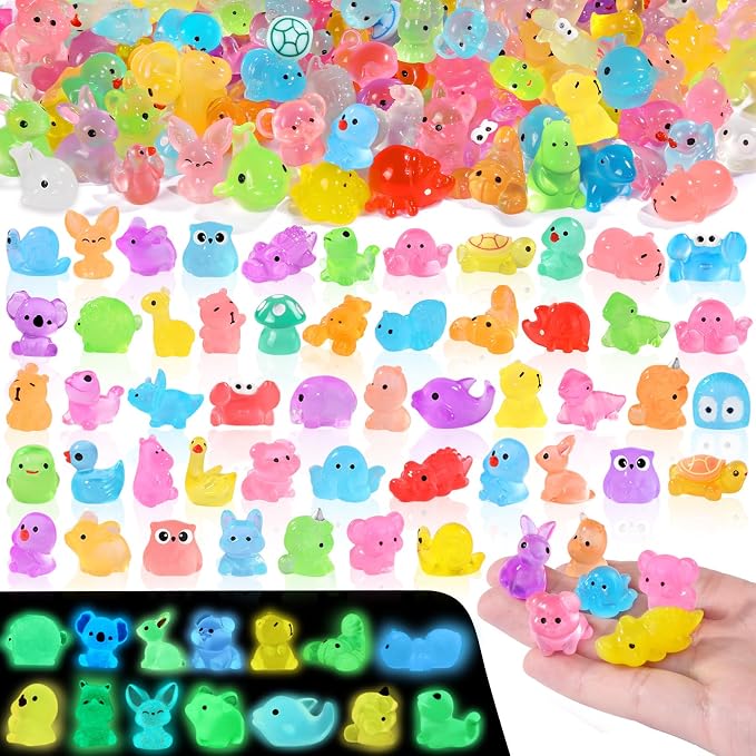 DIYDEC 184PCS Luminous Mini Resin Animals, Miniatures Figures Glow in The Dark by DIYDEC