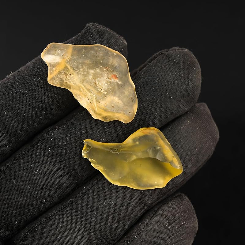 ColouredRocks 2pcs Libyan Desert Glass, Raw Golden Tektite Crystals, Loose - Image 4