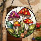 DASTOLL Stained Glass Window Hanging, Mushroom Leaves Suncatcher - Image 4