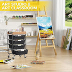 SYKIARIOL Utility Cart with 4 Labeling Drawers and Wooden Tabletop – Rolling - Image 7