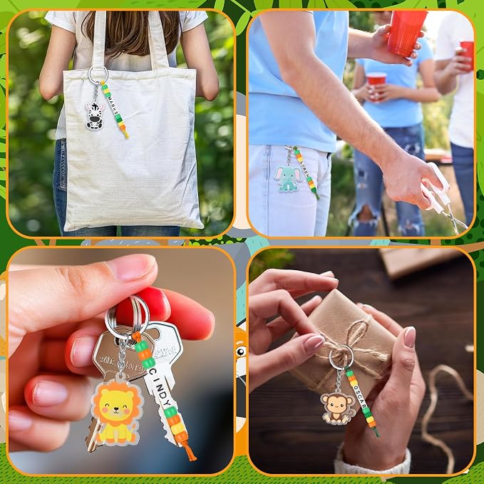 Suncalla 984 Pcs 24 Set Jungle Safari Animal Keychain Zoo Making Kit DIY | - Image 5