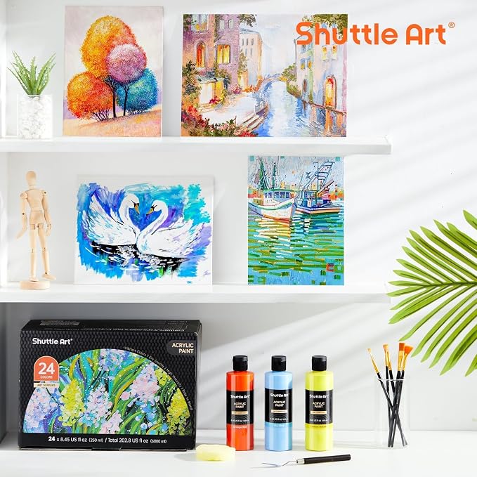 Shuttle Art Acrylic Paint, 24 Colors Acrylic Paint Bottle Set, 250ml/8.45oz Each - Image 7