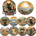 ijbnhd 8 PCS Diamond Art Coasters Kit Cat Diamond Painting Coasters | Cat by ijbnhd