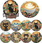 ijbnhd 8 PCS Diamond Art Coasters Kit Cat Diamond Painting Coasters | Cat by ijbnhd